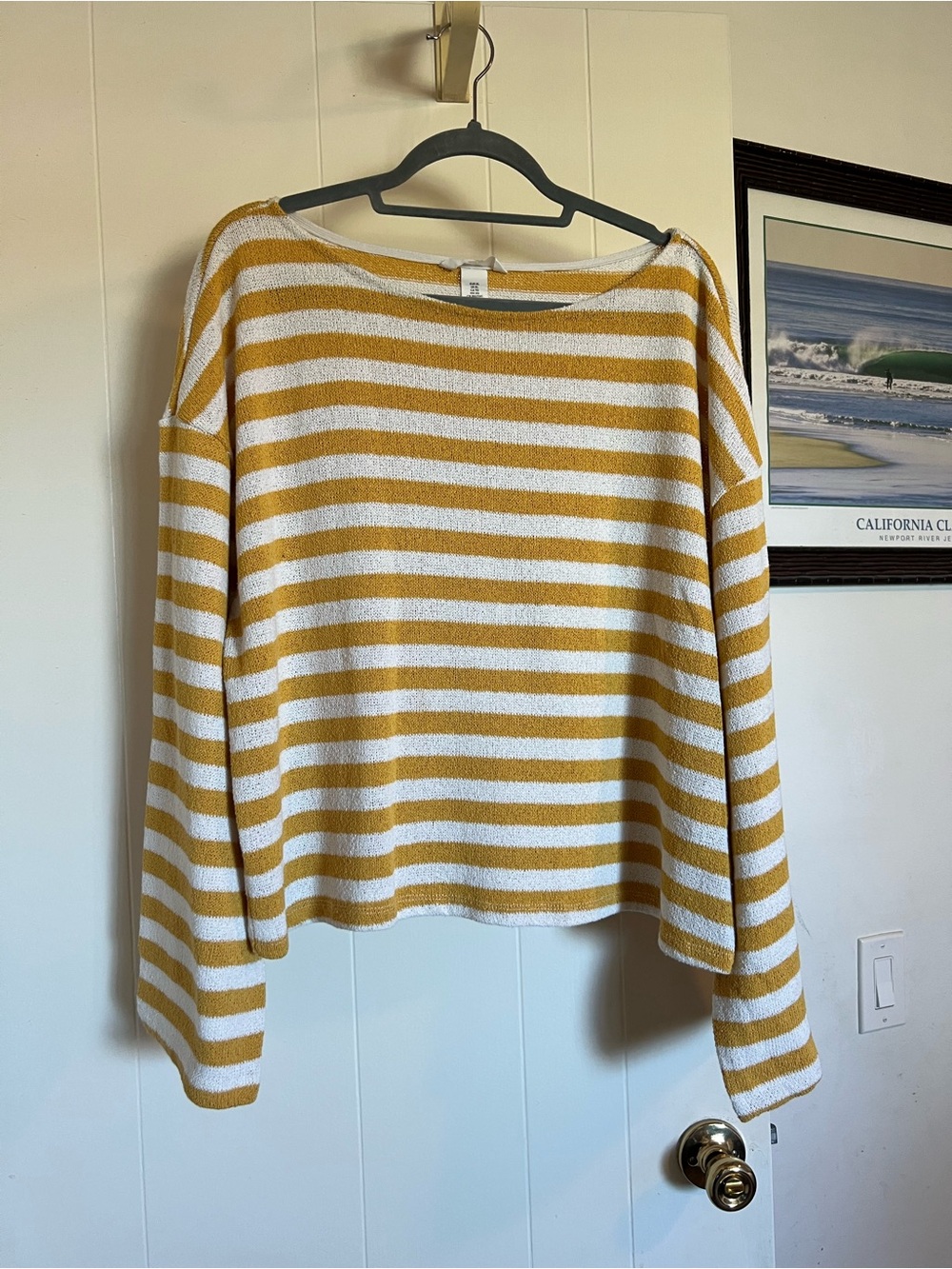 H&M Yellow and White Striped Knit Top